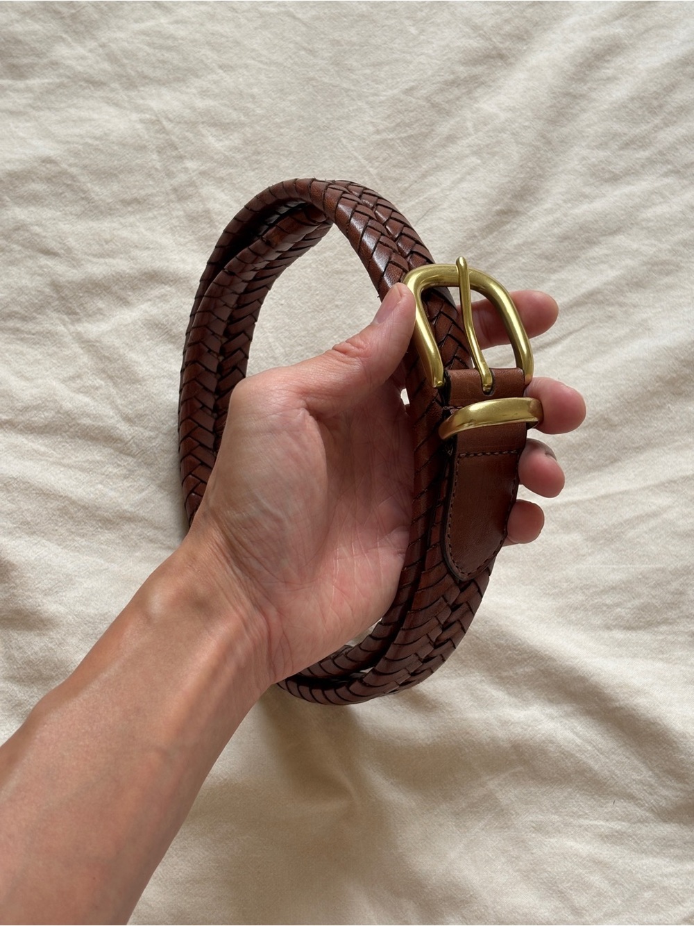 Coach Brown Braided Woven Leather Belt Size 32